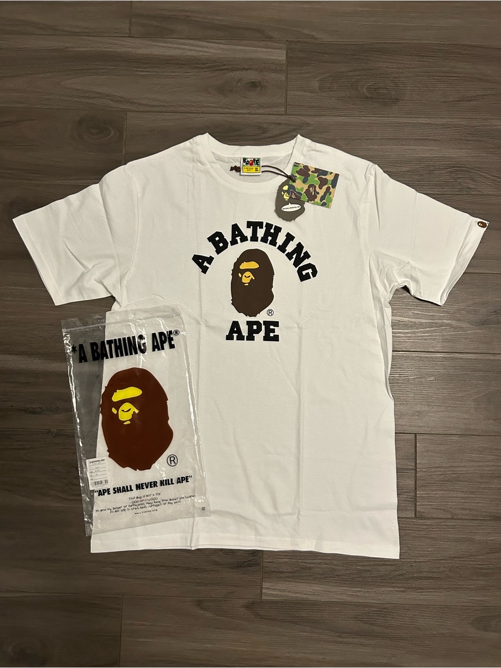 BAPE College Ape Head White T-Shirt – Black/Brown